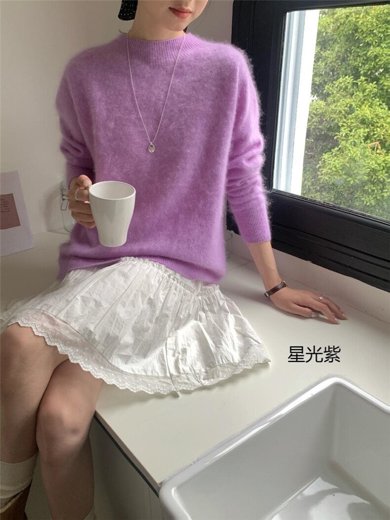 2025年秋季常规宽松型通勤单件半高领,女装羊毛衫,纳驰羊绒