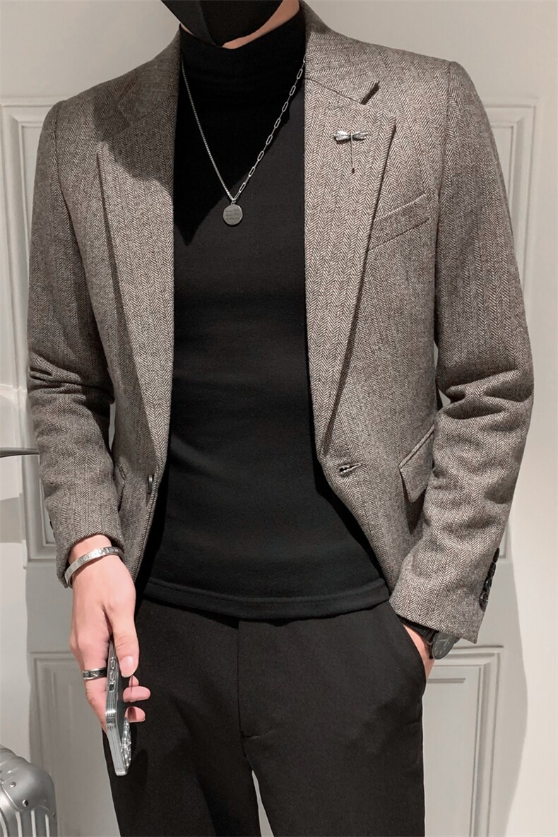 秋冬社会小伙皮衣夹克西装单西修身西服A236-XZ-190-P155,男装夹克,电商A236