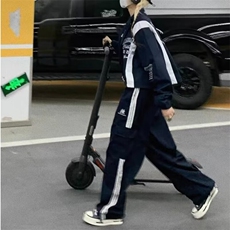 网图美式复古抽绳侧边条纹多口袋工装裤三条杠高街裤CK1337-P40，男装休闲裤，星座313A-2