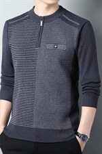 2023春秋季男士长袖针织衫圆领半拉链中年商务休闲时尚打底衫，男装针织衫/毛衣，电商B212（原钱塘6029）