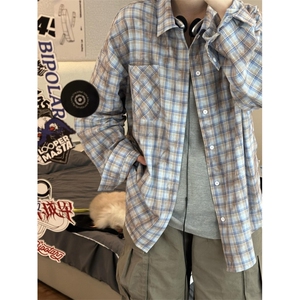 【有货】美式复古炒色格子长袖衬衫男款防晒外套C68CC-特P45