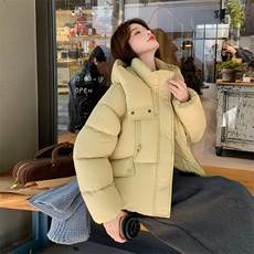 现货新款东大门加厚保暖羽绒服百搭连帽面包服女装外套女，女装羽绒服，网红馆