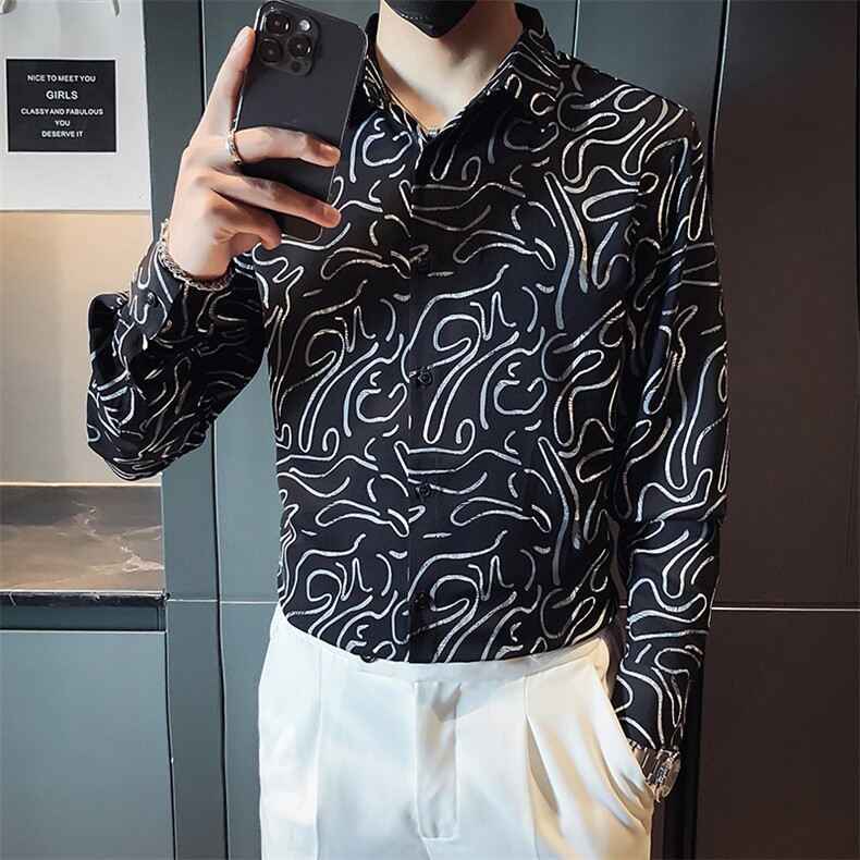 B216CS8317P552025秋装新款男印花长袖衬衫社会风,男装衬衫,电商B216（原B302）