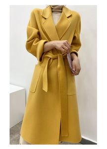 正品！高端水波纹双面羊绒大衣女2024新款睡袍款纯羊毛呢外套长款图片