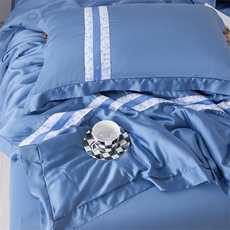 新款80s兰精夏被四件套-叶流西，被套/被芯，一起卖家纺