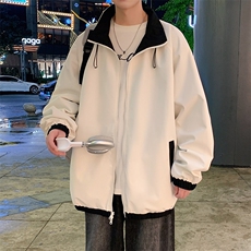 港风双面穿上衣夹克宽松落肩立领冲锋衣外套JK907P70，男装夹克，星座1204-3