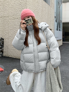 现货甜美泡芙感羽绒服外套女冬季新款韩系连帽加厚白鸭绒面包服图片