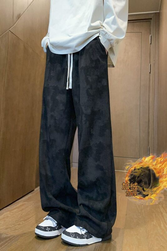 扎染裤子男秋冬季加绒加厚潮宽松垂感运动休闲长裤k7906加绒-P42,男装休闲裤,星座505-3