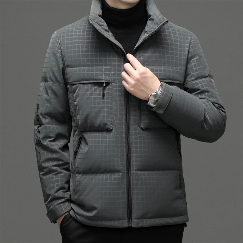 冬季御寒羽绒服男士2023新款加厚保暖立领外套中年商务休闲上衣男图片