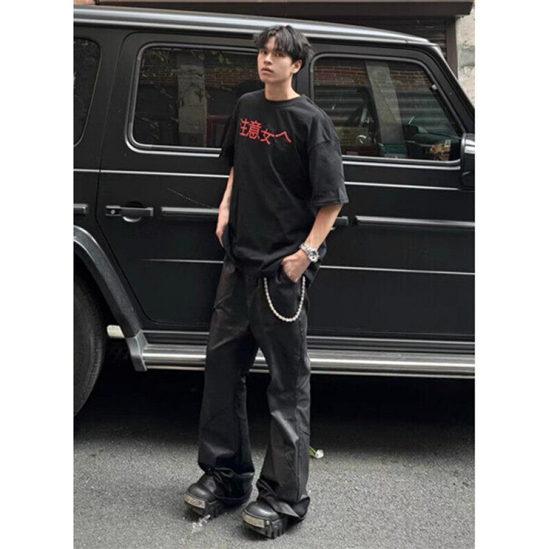 夏季复古正肩圆领字母印花短袖T恤男女设计感休闲上衣TY06,男装T恤,星座1116A（原606A-3）