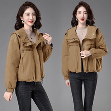 时尚保暖女士棉服外套休闲短款加厚冲锋衣，女装棉衣/棉服，曼沙奕珂