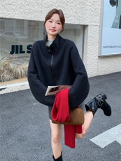 现货新款配背包羊绒秋冬小个子短款学院风减龄毛呢外套女装，女装毛呢外套，韩然一族