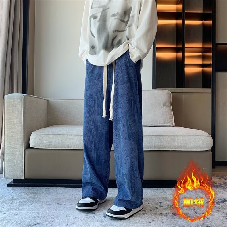 218-1-P45-A2048新款时尚休闲潮男百搭宽松加绒裤，男装休闲裤，四季星座218-1