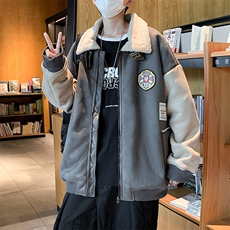 现货新款冬季羊羔绒男宽松加厚衣休闲情侣服AW2232-P100，男装棉衣，星座512-3