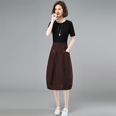 2025夏装新款亚麻棉高腰半身裙休闲百搭a字裙，女装半身裙，简韵佳