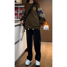 2025HW23675加绒女模内景真超绒180克圆领卫衣M-5XHW23790-P55，男装卫衣，电商A022