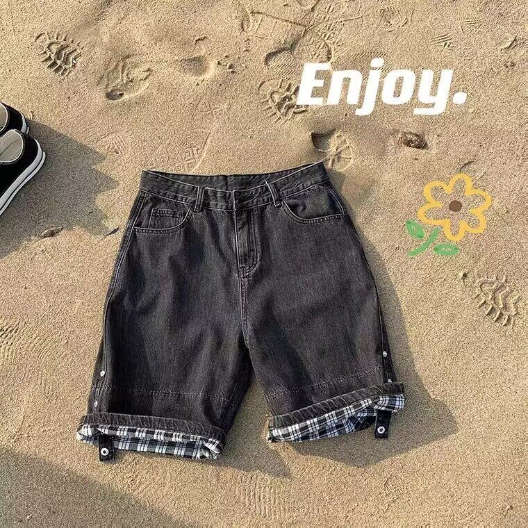 夏季薄款牛仔短裤男ins潮牌宽松百搭五分裤港风潮流学生直筒裤子,男装牛仔裤,星座506A