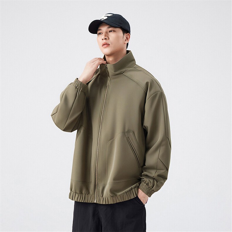 新款中性风户外夹克男立领纯色上衣冲锋衣外套DSA157B-JK7822-P60,男装夹克,电商A157B