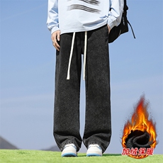 冬季加绒加厚牛仔裤男棉裤秋裤保暖抗寒宽松直筒裤子110-1-P45，男装牛仔裤，星座1006-1