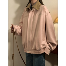 中性麂皮绒假两件可拆卸领字母刺绣情侣女夹克男JK77863P78控108，男装夹克，星座226-1