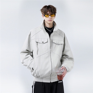 现货高级灰哈灵顿外套小众短款机车服工装夹克上衣jk30-73图片