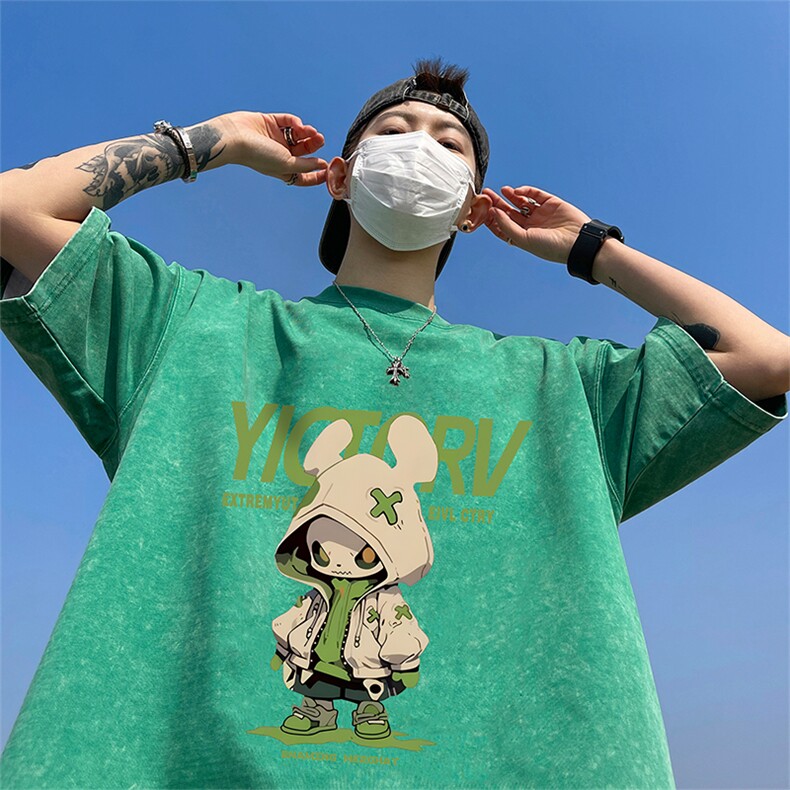量大优可供抖音视频支持得物品质配合二开美式水洗短袖t恤SX125,男装T恤,电商A486