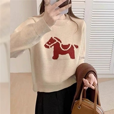 2025年秋季时尚百搭通勤简约休闲小马针织套头,女装针织衫/毛衣,大美人包芯纱店, 2025年秋季时尚百搭通勤简约休闲小马针织套头,女装针织衫/毛衣,大美人包芯纱店,