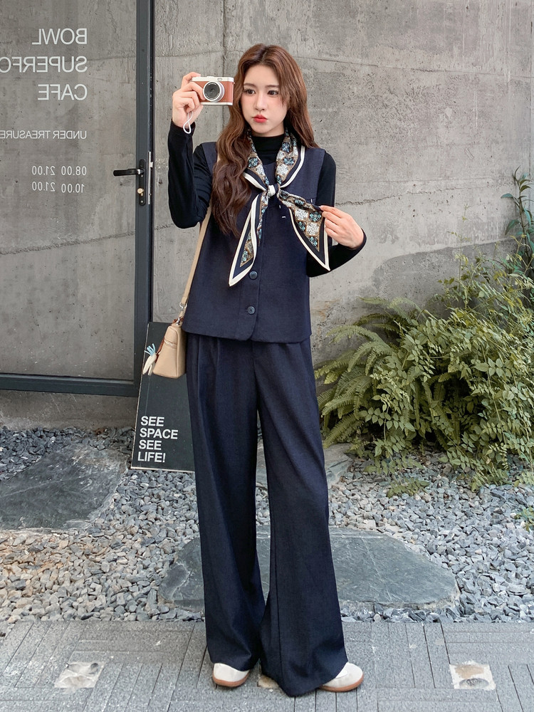 已出大货！25年时尚休闲上衣马甲长裤三件套2C212-G169-P185-K278,女装套装/套裙,2C212