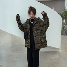2025春秋女装美式高街连帽卫衣外套女宽松百搭迷彩上衣潮牌，女装短外套，星座506A