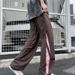 多巴胺穿搭速干裤子男女夏季美式休闲撞色条纹伞兵裤 BK861-P40图片