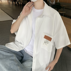 夏季 港风衬衫外套工装短袖宽松半袖美式潮冰丝中性轻薄 H226/P35图片
