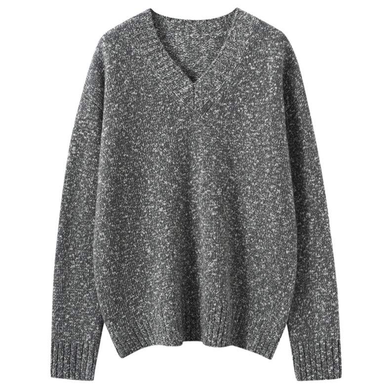 HE英格兰DUNCAN大肚纱50%山羊绒50%羊毛~针织衫女V领宽松加厚毛衣，女装羊绒衫，萨奥羊绒