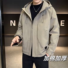 加棉加厚男士秋冬新款连帽青年简约休闲保暖夹克外套NM826-P110，男装夹克，星座310B-3