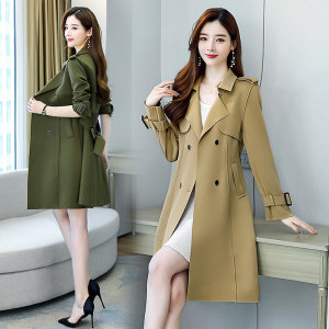 2021时尚简约大方气质优雅收腰显瘦休闲修身百搭潮流风衣外套，女装风衣，艾尚靓装