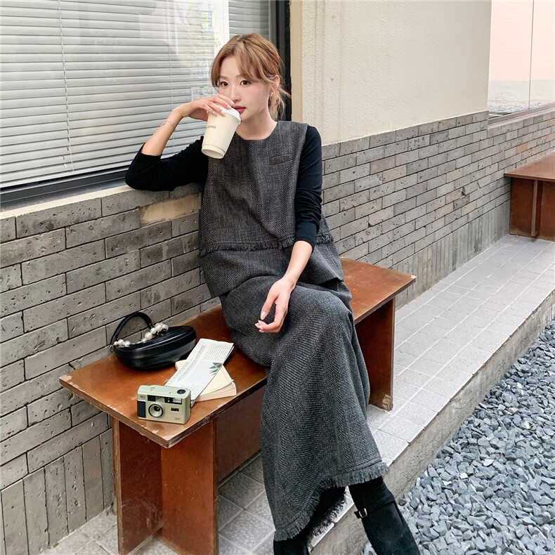 现货新款马甲半裙打底三件套25089P170K258,女装套装/套裙,2D035