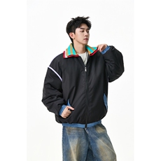 撞色双领棉服潮牌美式学院风情侣外套WT2505-P80-控138，男装棉衣，星座609