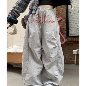 复古字母棉裤男女冬季加绒加厚弯刀裤宽松褶皱阔腿裤子 KB3001,男装棉裤,星座1116A（原606A-3）