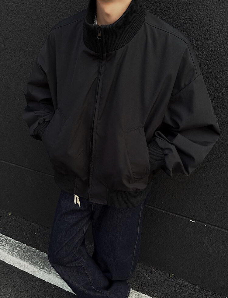 现货26春装美拉德立领飞行夹克纯色复古廓形高街棒球服外套,男装夹克,电商A486-1