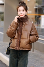 【BAO款现货】美拉德pu蛋白皮衣羽绒服女冬2025新款小个子白鸭绒，女装羽绒服，意芙