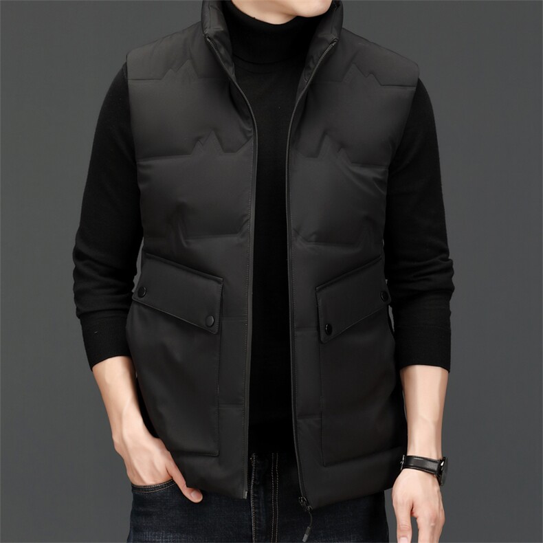 爸爸冬装外套中年男士马甲羽绒服2023新款男装商务休闲背心上衣,男装背心/马甲,电商B212（原钱塘6029）