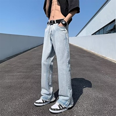 美式vibe裤子高街水洗牛仔裤男设计感小众拉链裤N1037P38，男装牛仔裤，星座1116-2