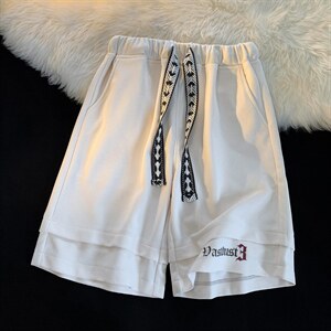7月21新款华夫格短裤男印花五分裤宽松D329-QM501-P35-控48图片