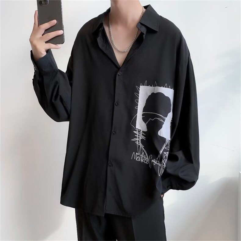 2023春季港风日系潮流宽松衬衫男韩版ins潮牌个性外套 K7061-P24图片