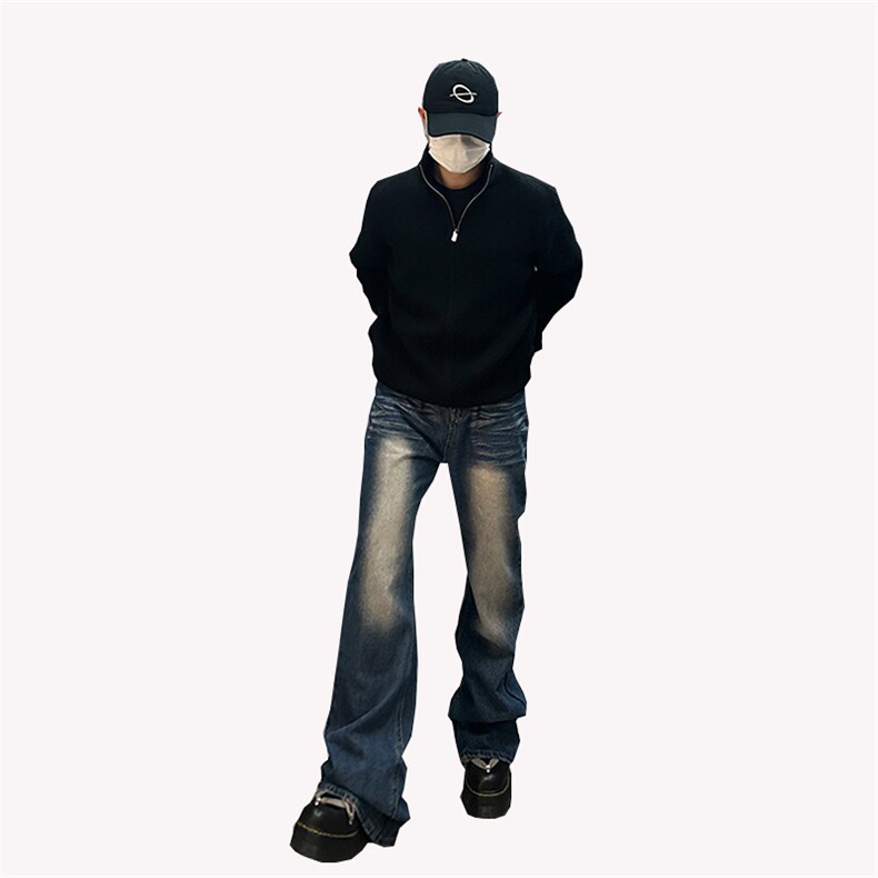 美式高街vibe重工艺做旧水洗hiphop喇叭牛仔裤货号K2406P60,男装牛仔裤,电商A063