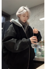 美式荔枝纹座山雕加绒保暖连帽棉服男女情侣棉衣外套MF3677-特P98，男装棉衣，电商B295