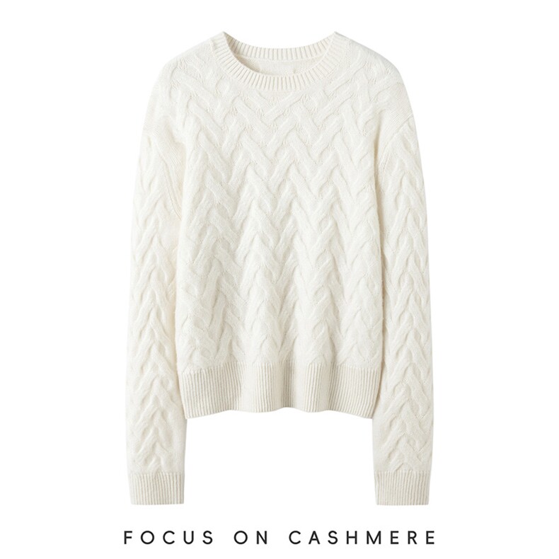 秋冬新款纯色针织圆领套头上衣时尚百搭，女装羊绒衫，缇曼羊绒