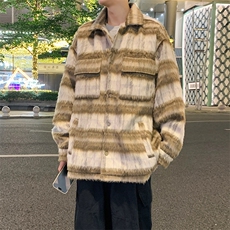 现货港风毛呢夹克男宽松格子呢子大衣外套DSA157B-J236-特P90，男装夹克，电商A157B