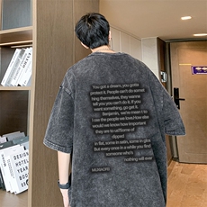 量大优可提供视频2024夏水洗美式短袖T恤D223A-ST2412-P25，男装T恤，电商019-1