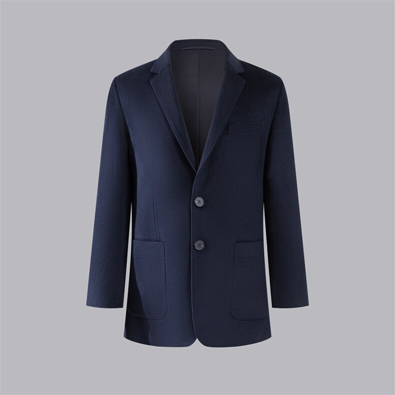 2025秋冬百搭时尚简约男士翻领纽扣大衣韩版舒适简约，男装羊绒大衣，黛娇羊绒