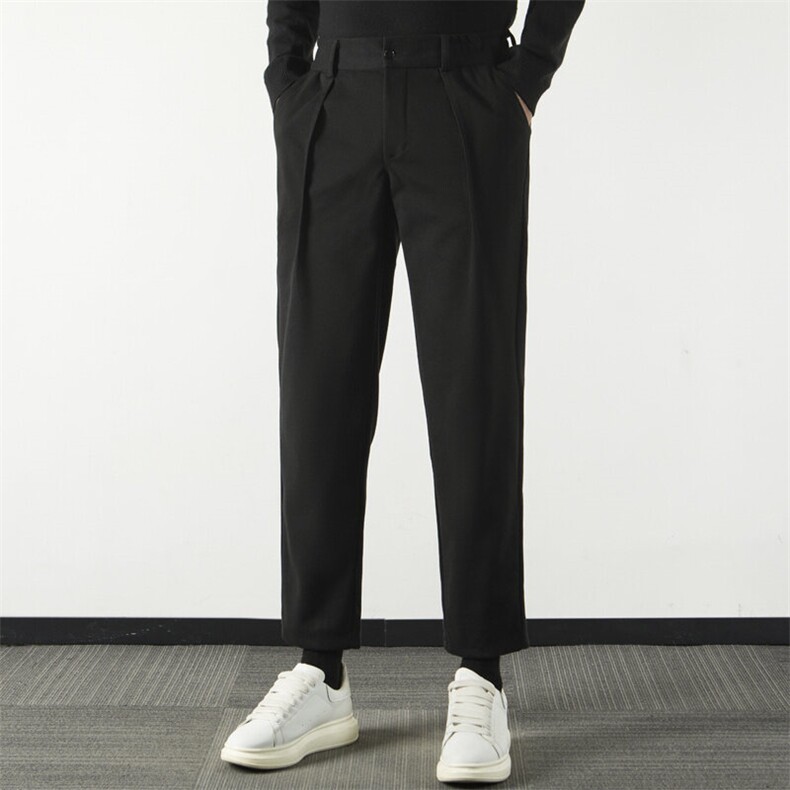 毛呢西装裤男秋冬季呢料休闲九分裤直筒垂坠感小西裤长裤M7/P52，男装西裤，星座506